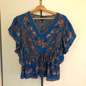 Boho rayon ruffled top, size M